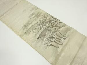 アンティーク　手描き風景模様刺繍袋帯（材料）
